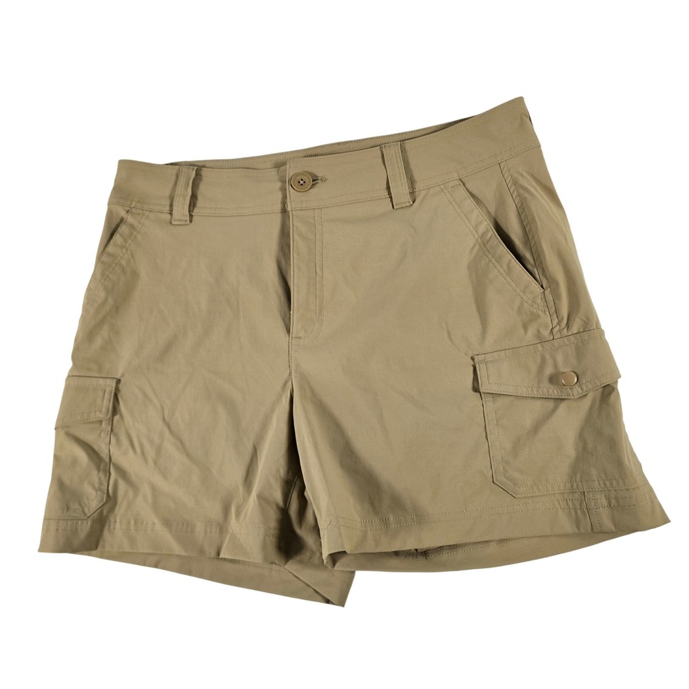 Eddie Bauer Travex Women Tan Khaki Cargo Hiking Shorts Size 8 Nylon Stretch